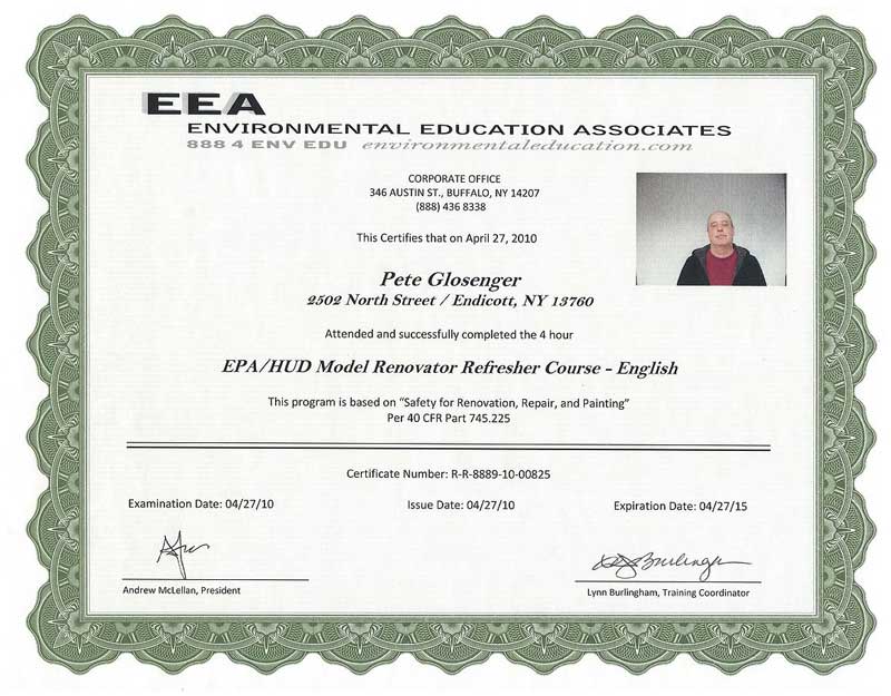 EPA Lead Safe Certified Renovator Refresher 2015