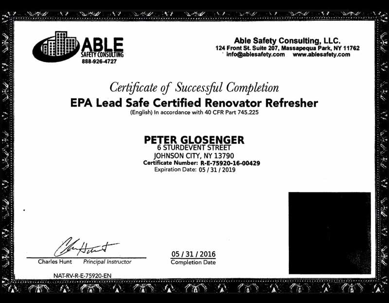 EPA Lead Safe Certified Renovator Refresher 2019